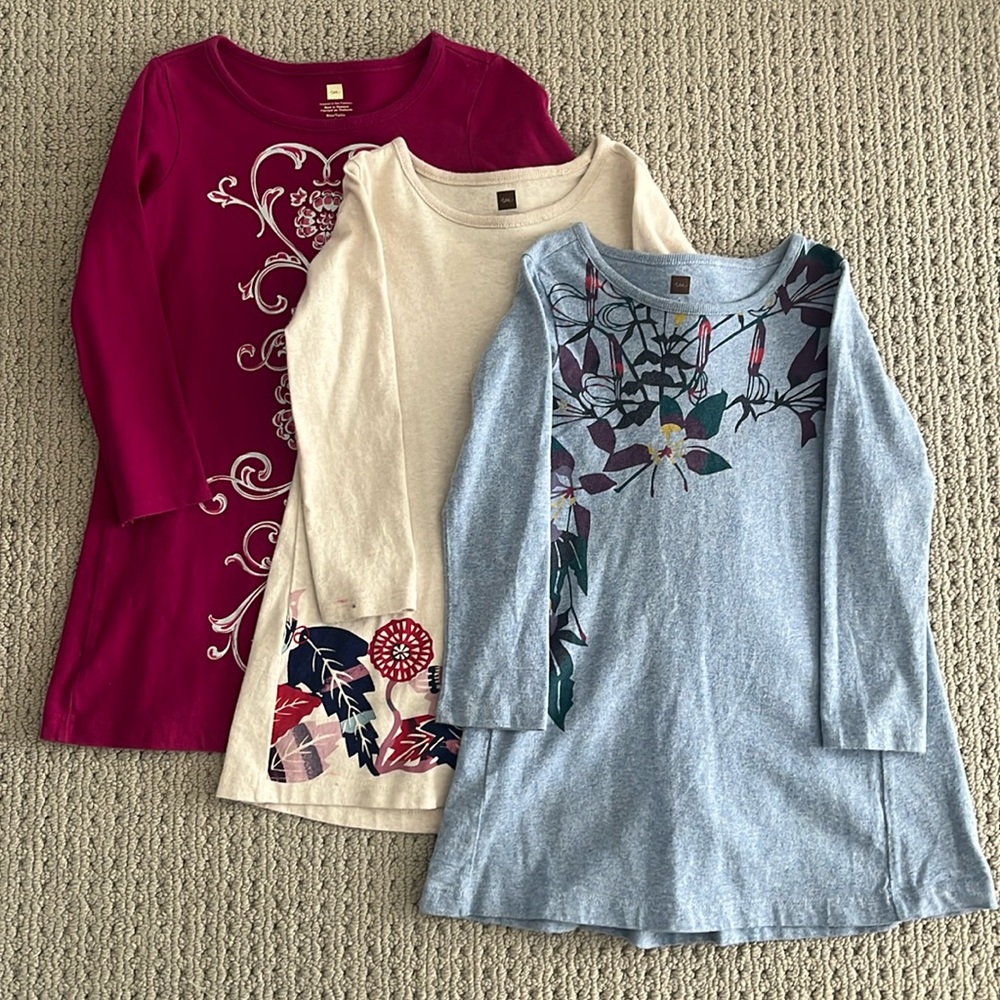Lot of 3 Tea collection dresses, size 3T long sleeve